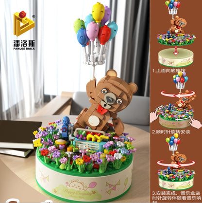 【Clearance Stock】PANLOS 656010 Flying Bear Rotating Music Box Building Blocks 452pcs Bricks Toys from China