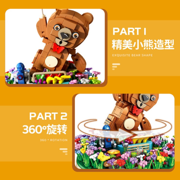 【Clearance Stock】PANLOS 656010 Flying Bear Rotating Music Box Building Blocks 452pcs Bricks Toys from China
