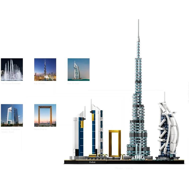 DILE 3131 Dubai Skyline City Building Blocks Compatible with LEGO 21052