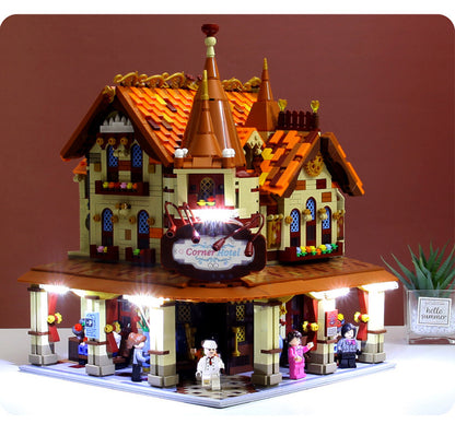 DINGGAO 2003 3280Pcs Corner Hotel lighting Version Of Street View Assembled Building Block Toys From China