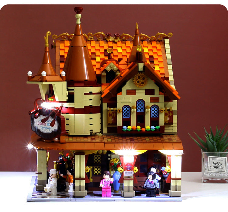 DINGGAO 2003 3280Pcs Corner Hotel lighting Version Of Street View Assembled Building Block Toys From China