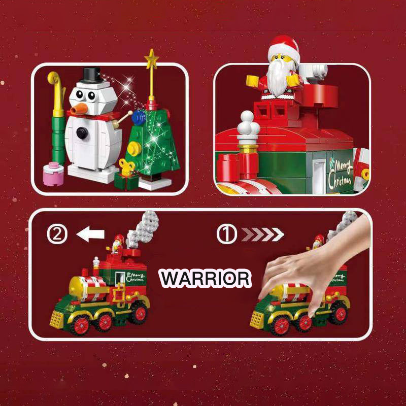 DK712 Chinese Building Blocks Christmas Train Bricks Toys 621pcs Merry Christmas Gift From China Delivery.