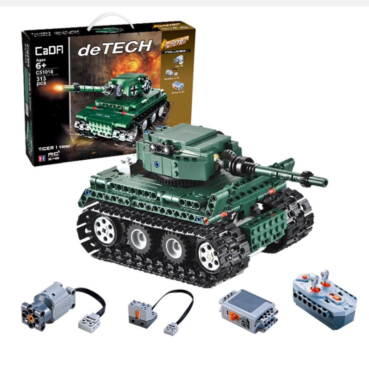 DoubleE C51018 313PCS Technology Tiger 1 Tank  RC Car Building Block Toy From China