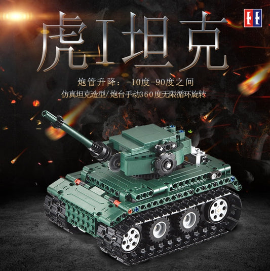DoubleE C51018 313PCS Technology Tiger 1 Tank  RC Car Building Block Toy From China