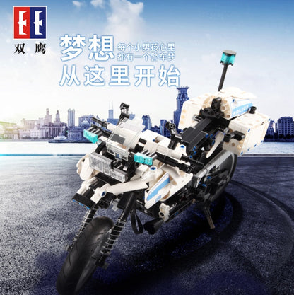 DoubleE C51023 Motorcycle Technic Model with Motor Power Building Blocks Bricks Toys Kids Gifts from China