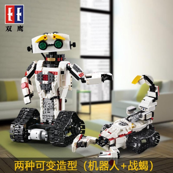 DoubleE C51027 710Pcs Technic RC Transformation Robot MOC 2IN1 Changeable Vehicle 2.4G Remote Control Model Building Bricks child Toys from China