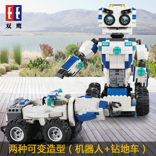 DoubleE C51028 606Pcs 2 IN 1 Mode Transform RC Robot Technic Building Blocks Bricks Car Toys for kids from China