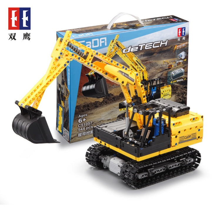 DoubleE C51057 Technic 544PCS RC Electric Motor Track Car Building Blocks City Technic Engineering Excavator Bricks Moc Toys for Kids From China