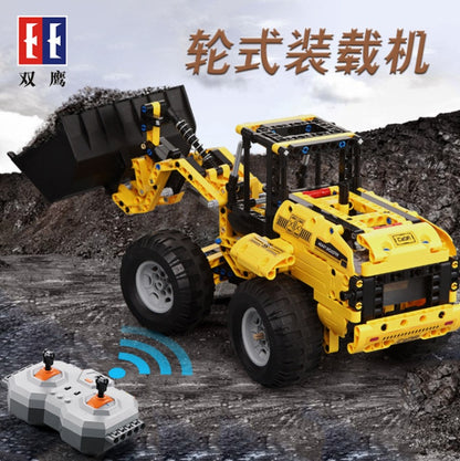 DoubleE C51058 Wheel Loader Bulldozer Excavator Remote Control Car Building Blocks Brick Technic 491Pcs  20006 Li Battery From China