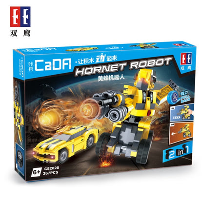 DoubleE C52020 267Pcs Technic Series Bumblebee Robot Pull Back Car Children's Puzzle Assembled Building Block Toys From China