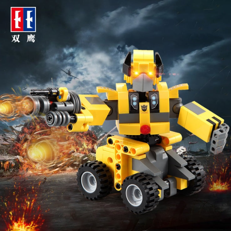DoubleE C52020 267Pcs Technic Series Bumblebee Robot Pull Back Car Children's Puzzle Assembled Building Block Toys From China
