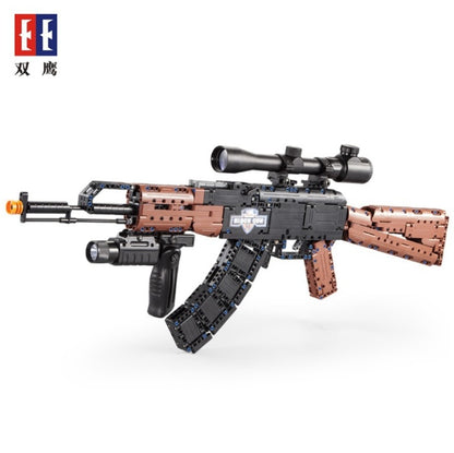 DoubleE C61009 738Pcs Sight Scope AK47 Chicken Eating Game Building Blocks Toy Gun From China