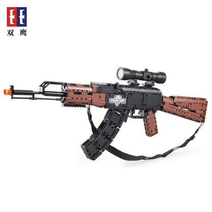 DoubleE C61009 738Pcs Sight Scope AK47 Chicken Eating Game Building Blocks Toy Gun From China