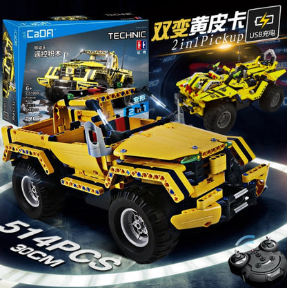 DoubleE CADA C51003 514Pcs Technology Series Electric Remote Control Yellow Pickup Puzzle Assembled Building Block Toy Gift From China