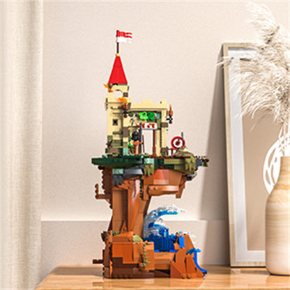 FUNWHOLE FH9005 Modular Buildings Cliff Castle Medieval Building Blocks 1044pcs Bricks Toys From China Delivery.