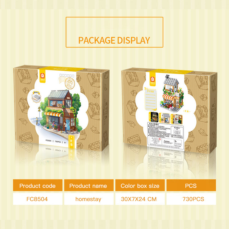 Forange FC8504 MOC Girl Dream Cottage A Home Stay Facility Building Blocks 730PCS Bricks Toys Gift From China.