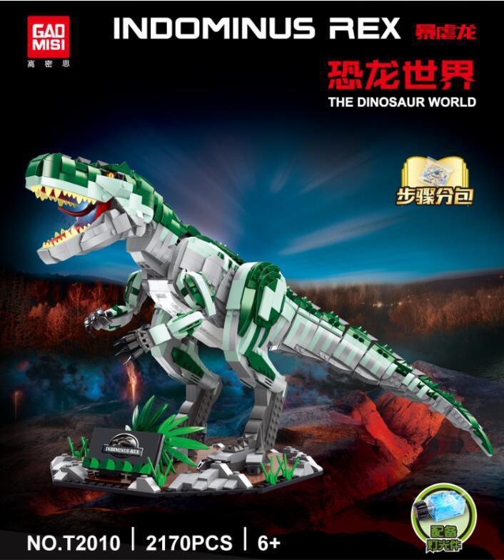 GAOMISI T2010 Dinosaur World Jurassic Indominus Rex Tyrannosaurus Rex Building Blocks Toys For Gift from China（With lighting Bricks)）
