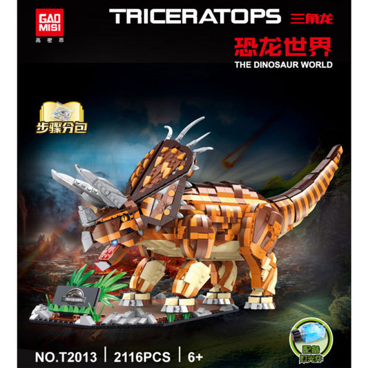 GAOMISI T2013 Dinosaur World Jurassic Triceratops Building Blocks 2116pcs Bricks Toys For Gift from China（With lighting Bricks)）