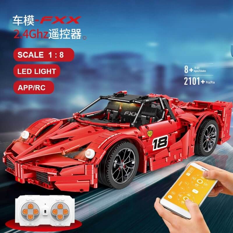 MOULDKING 13085 MOC 5902 Ferrari FXX Supercharged V12 1:8 with App/RC + Led Light