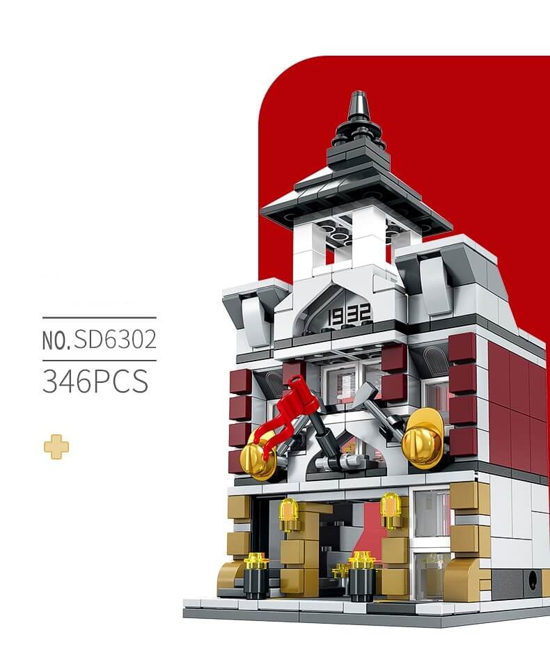 SEMBO 4 in 1 Modular Building Pet shop Paris Restaurants Fire department Palace theater SD6300/1/2/3