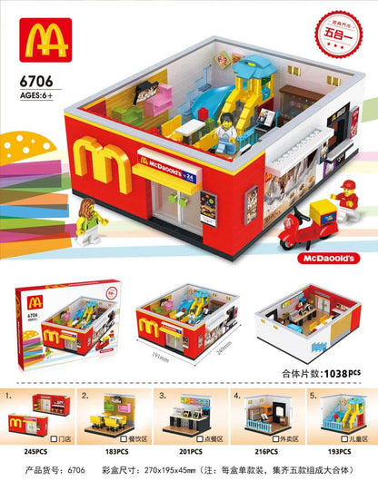 HSANHE 6706 McDonald Fast Food Restaurant 5 IN 1