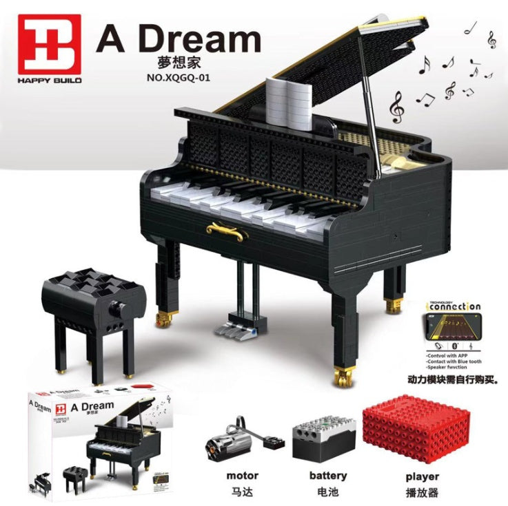 HappyBuild XQGQ-01 2623PCS New Ideas Series MOC Piano Dreamer Creator Optional  Motor Building Blocks Bricks Toys Gifts from China