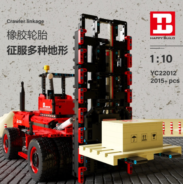 HappyBuild YC-22012 Six-wheel heavy forklift assembling machinery group toy engineering vehicle with Motor 2015pcs From China
