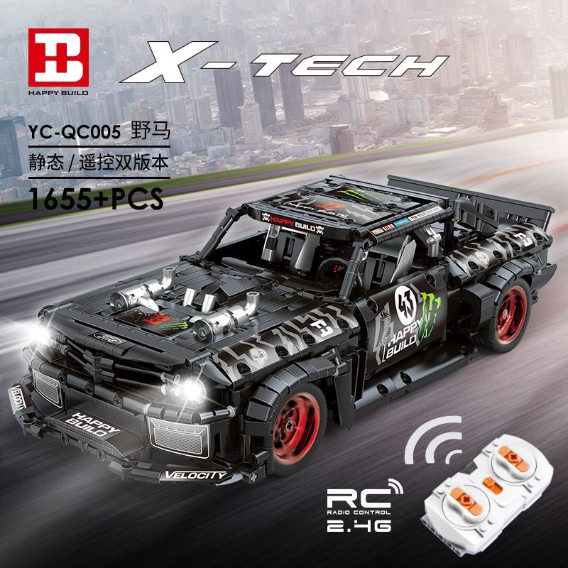 HappyBuild YC-QC005 Technic Ford Mustang Hoonicorn V2 Building Blocks with Motor 1655pcs Bricks Toys For Gift from China