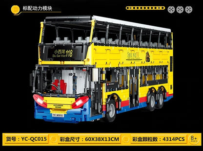 HappyBuild YC-QC015 MOC Double Decker Bus Technic 4306pcs Bricks with Remote Control Version Building Blocks from China.