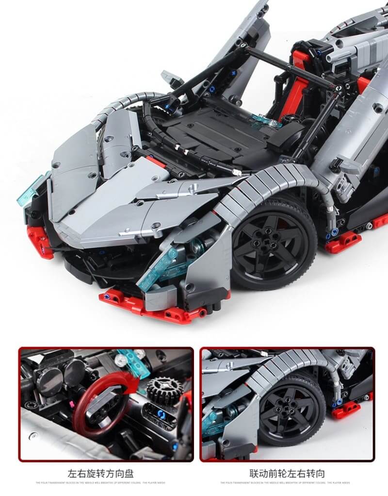BUILO 1003 MOC 10559 Silver Lamborghini Veneno Roadster