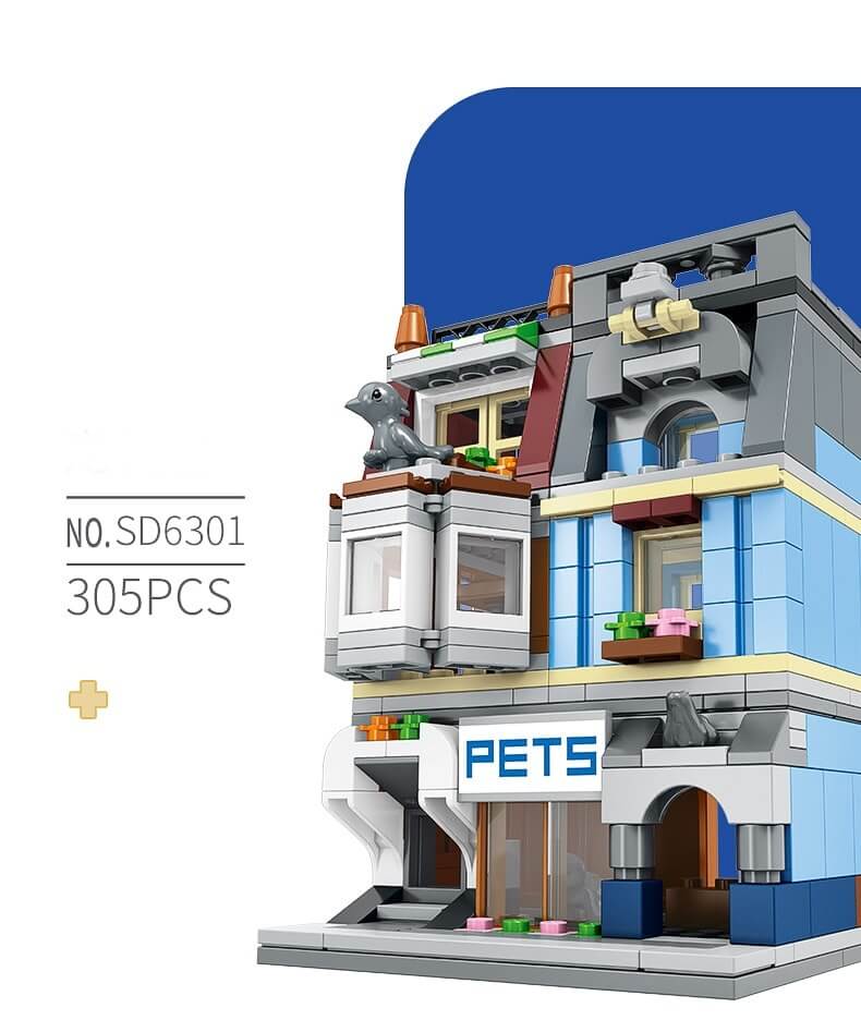 SEMBO 4 in 1 Modular Building Pet shop Paris Restaurants Fire department Palace theater SD6300/1/2/3