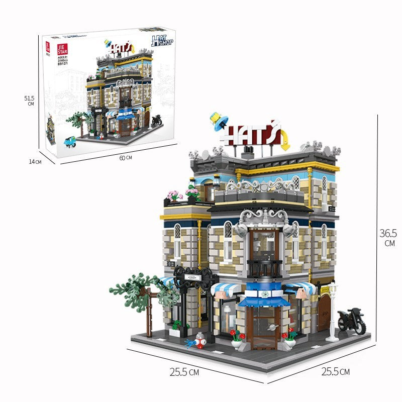 JIESTAR 89121 City Street Hat´s Store Building Blocks Model 3140pcs Bricks Toys From China