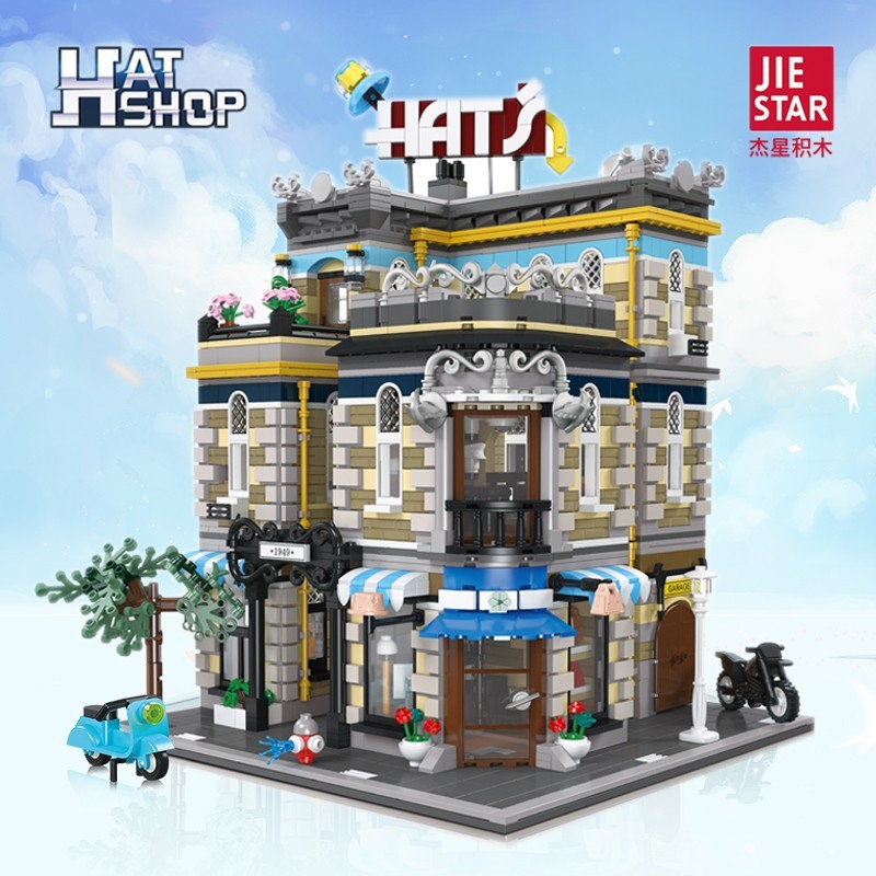 JIESTAR 89121 City Street Hat´s Store Building Blocks Model 3140pcs Bricks Toys From China