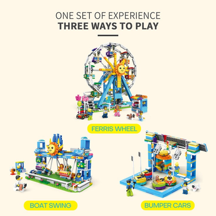JUHANG 81001 1166pcs Three-change Ferris wheel "creative" Streetscape Architectural scene Building Block Toy From China
