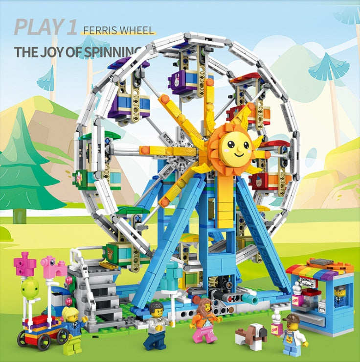 JUHANG 81001 1166pcs Three-change Ferris wheel "creative" Streetscape Architectural scene Building Block Toy From China