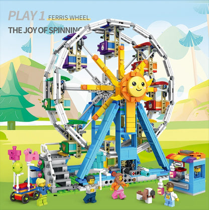 JUHANG 81001 1166pcs Three-change Ferris wheel "creative" Streetscape Architectural scene Building Block Toy From China