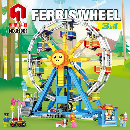 JUHANG 81001 1166pcs Three-change Ferris wheel "creative" Streetscape Architectural scene Building Block Toy From China
