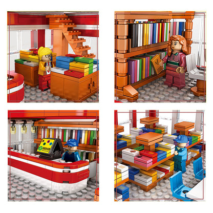 JUHANG 86003 2353pcs Street View Series China Bookstore Commercial Street Building Puzzle Assembled Building Block Toys From China