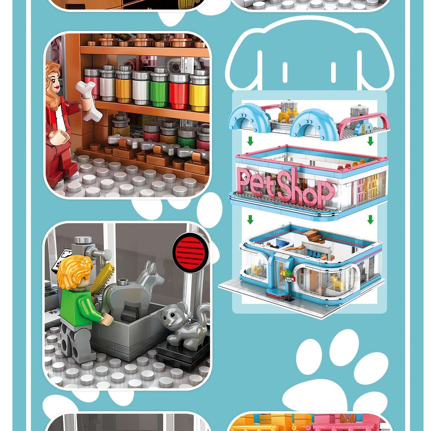 JUHANG 86004 1082pcs Street View Series PetShop Building Blocks Toy From China