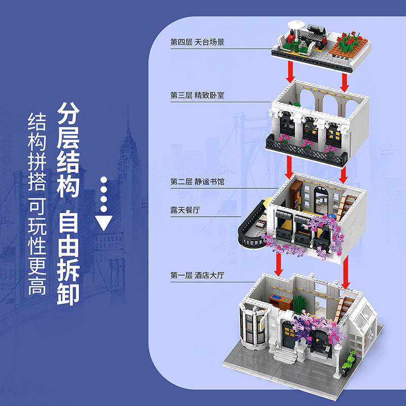 JUHANG 86012 City Street  Europe Garden Street Light version Building Blocks 1914pcs Toys For Gift from China