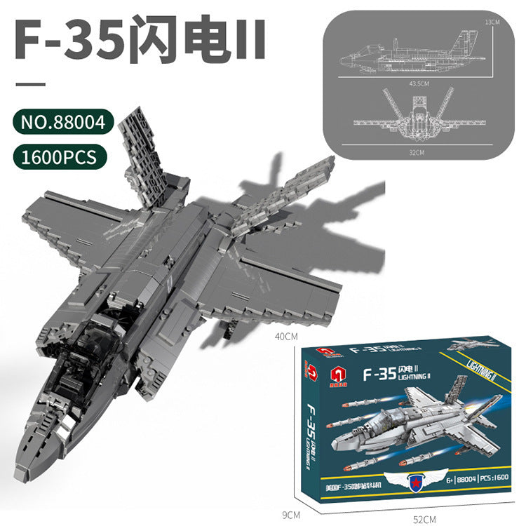 JUHANG 88004 1600PCS Military series F-35 Lightning Ⅱ Joint Attack Aircraft Model Building Blocks Brick toys From China
