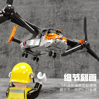 JUHANG 88007 Military series Bell Boeing V-22 'Osprey' Helicopter Building block model 1466pcs From China