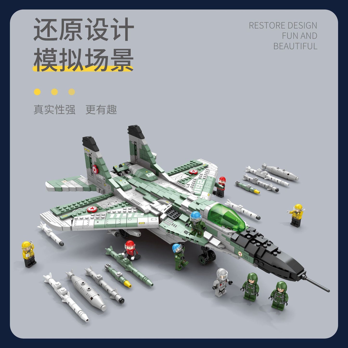 JUHANG 88008 Military series MIG-29 Mikoyan Gurevich Fighter Building Block model 1387pcs from China