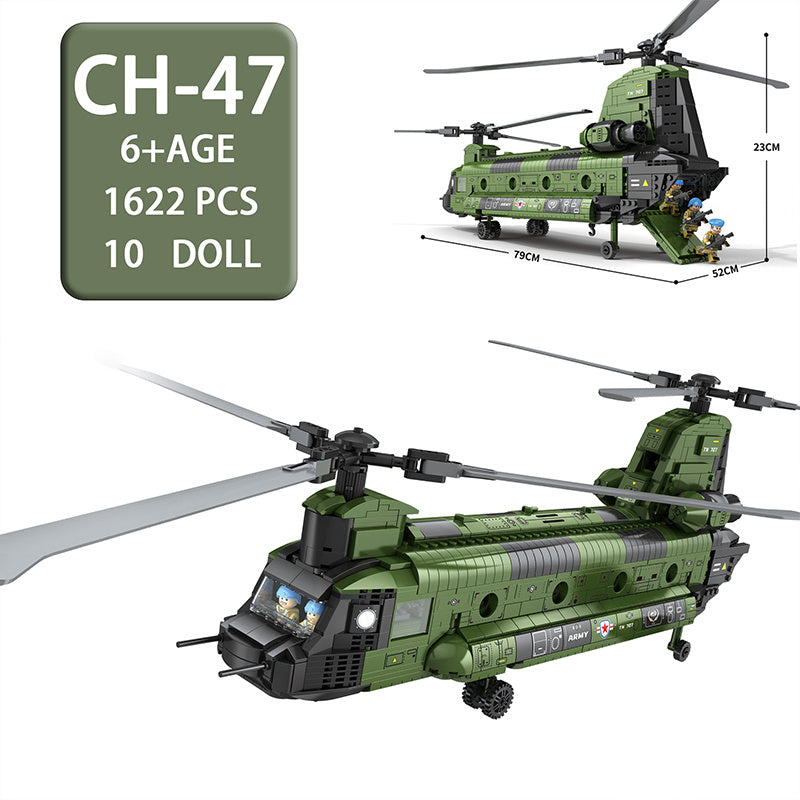 JUHANG 88017 MOC Military CH-47 Transport Helicopter Chinook Building Blocks 1622pcs Bricks Toys From Delivery.