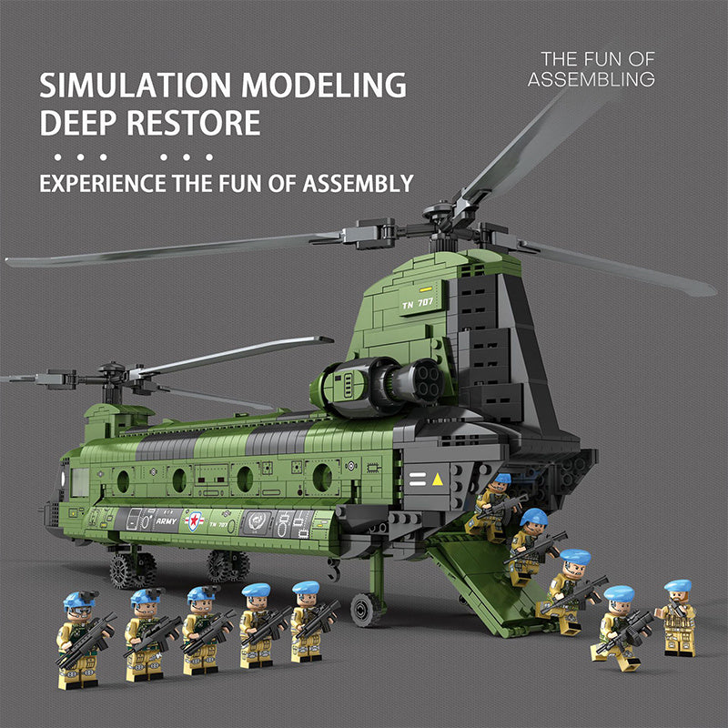 JUHANG 88017 MOC Military CH-47 Transport Helicopter Chinook Building Blocks 1622pcs Bricks Toys From Delivery.