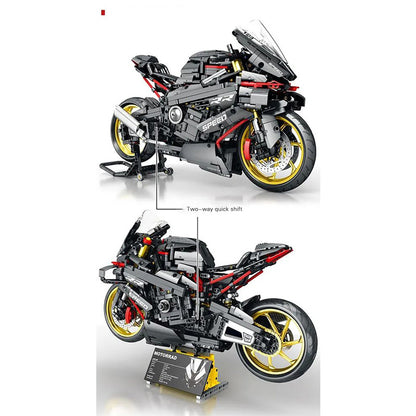 JUHANG BM002 MOC Technical 1:5 black warrior motorcycle Building blocks 1920pcs Gift Toys from China.