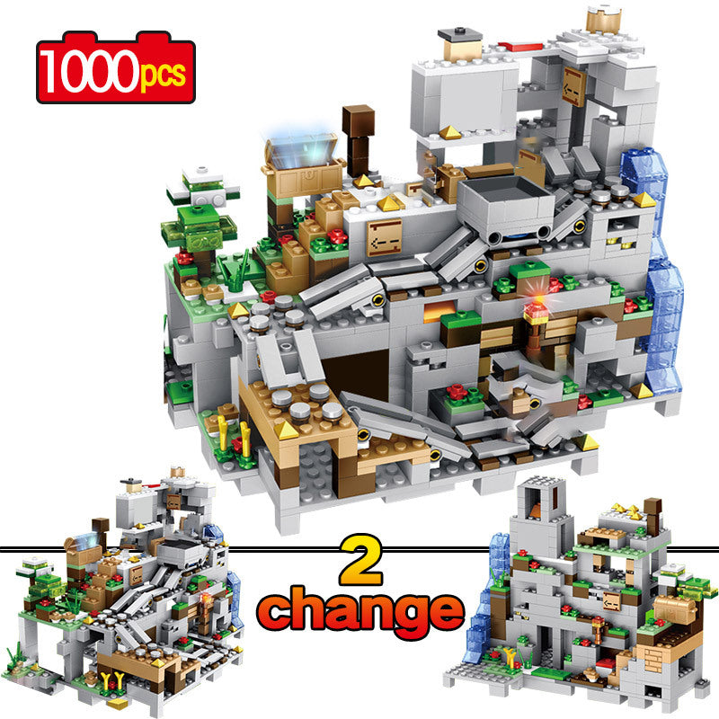 JX30055 1000pcs The Mountain Cave With Elevator Waterfall Figures Bricks Education Toys For Children Kids Gifts Ship From China