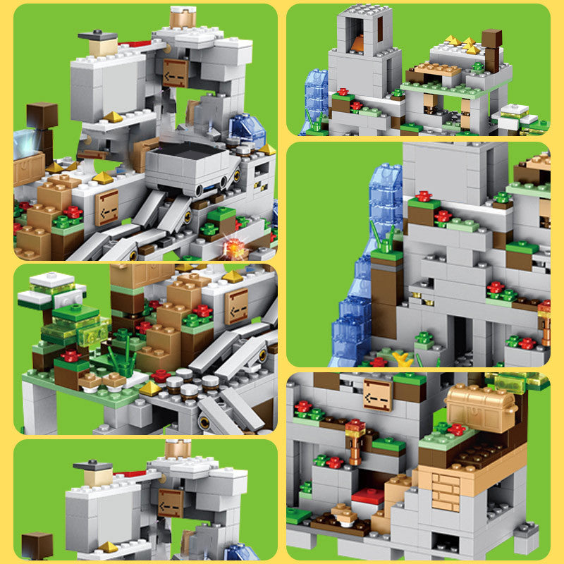 JX30055 1000pcs The Mountain Cave With Elevator Waterfall Figures Bricks Education Toys For Children Kids Gifts Ship From China