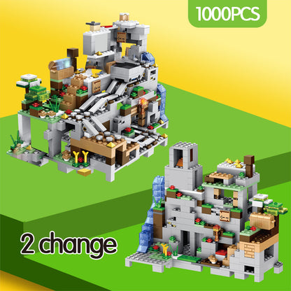 JX30055 1000pcs The Mountain Cave With Elevator Waterfall Figures Bricks Education Toys For Children Kids Gifts Ship From China