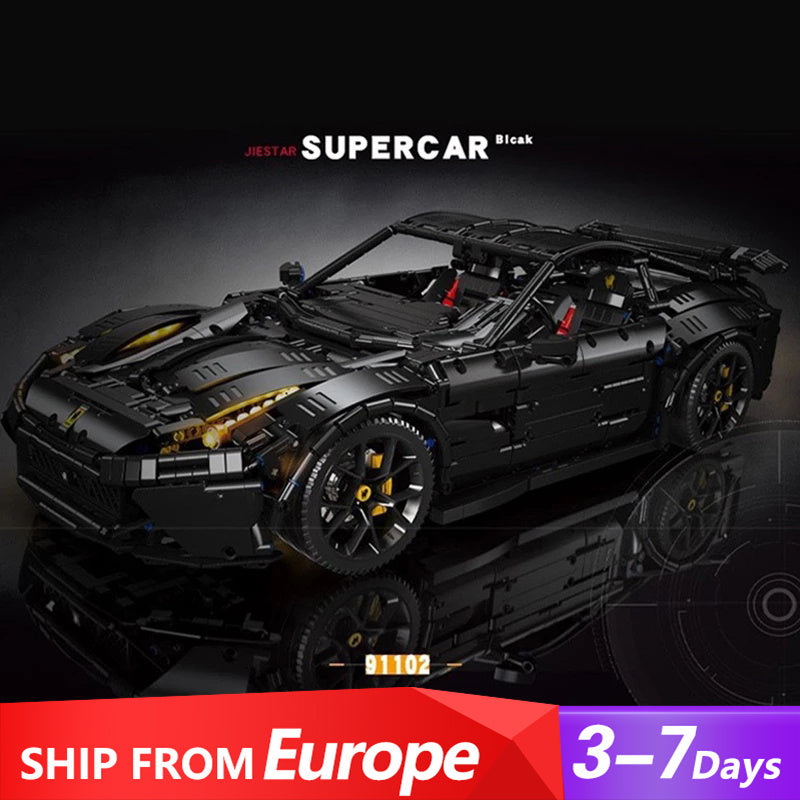 JieStar 91102 Moc F12 Super Sport Racing Car Model RSR Bricks Building Blocks 3097Pcs With Motor Ship From Europe 3-7 Days Delivery